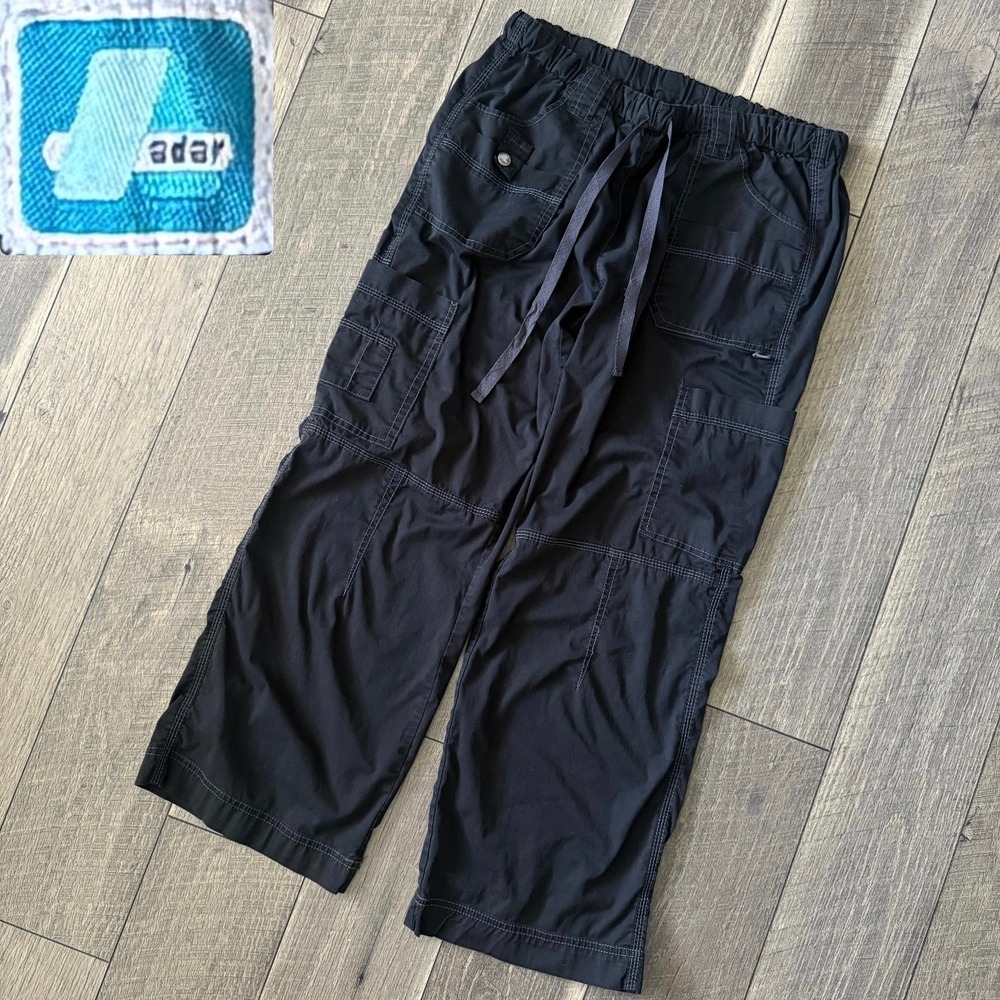 Y2K Adar Medical Uniforms Black Cargo Scrub Pants Mens Large Baggy Drawstring